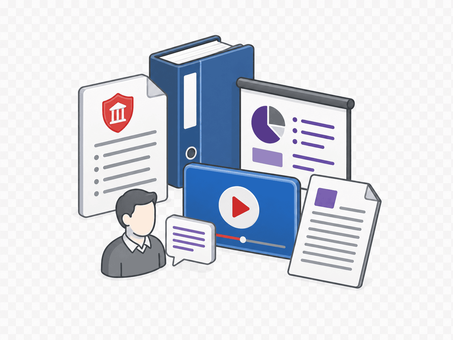 Regulations, documents, presentations, video, and subject matter expertise used as source material for learning development